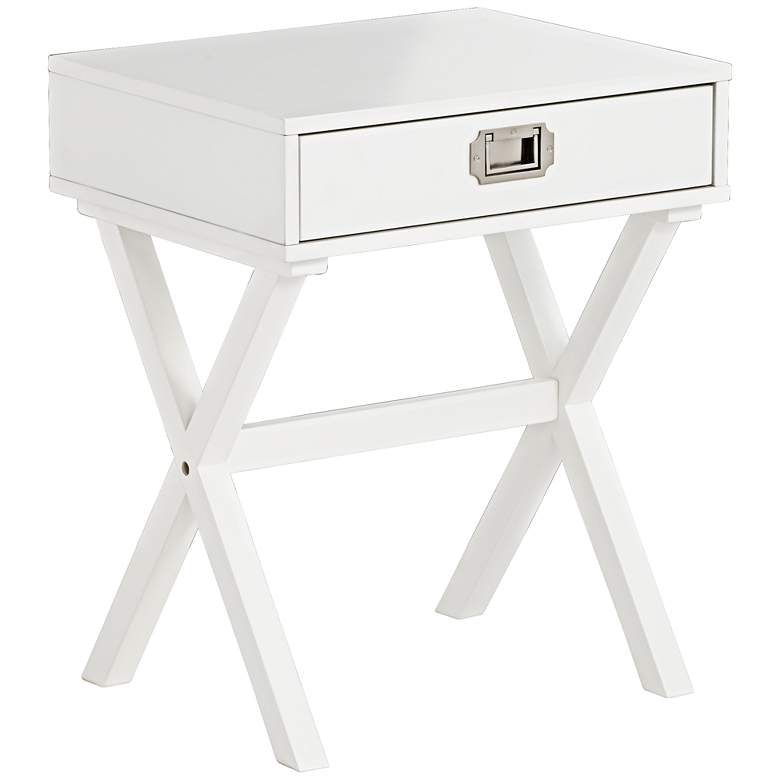 Image 1 Stella X-Base White Wood Veneer 1-Drawer Side Table
