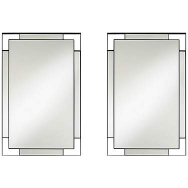 Stellan Black 24 1/2" x 38" Rectangular Wall Mirrors Set of 2