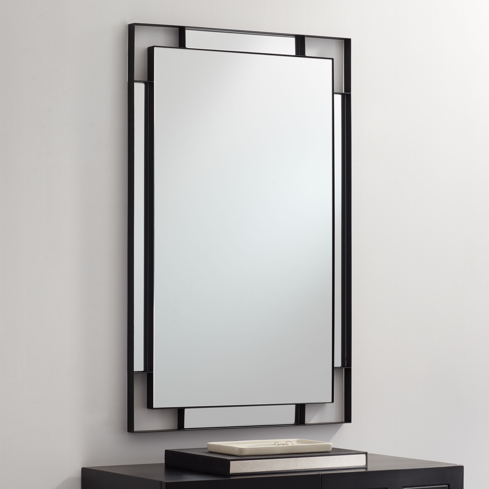 Stellan Black 24 1/2" x 38" Rectangular Wall Mirrors Set of 2