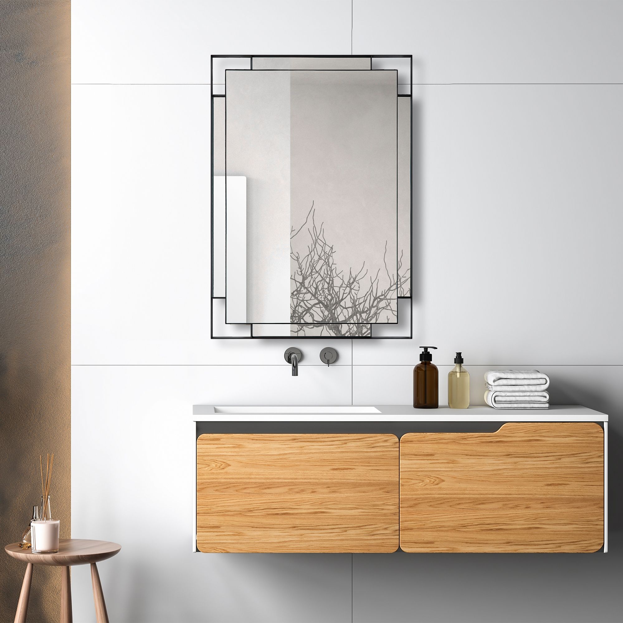Stellan Matte Black 27 3/4" x 39 3/4 Rectangular Wall Mirror in scene