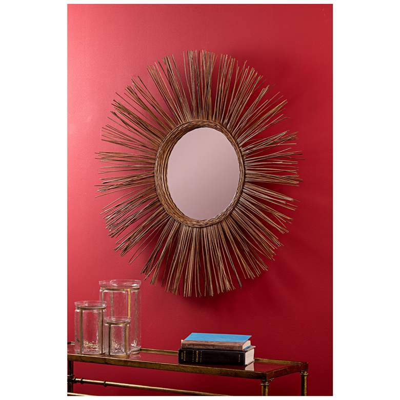 Image 1 Stellar Natural Rattan 38 1/2 inch Sunburst Wall Mirror