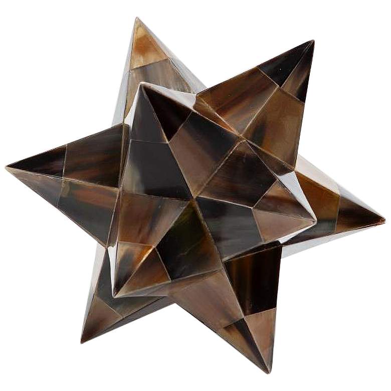 Image 1 Stellated Flat Brown 7" High Decorative Horn Dodecahedron