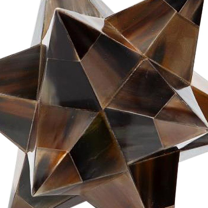 Image 2 Stellated Flat Brown 7" High Decorative Horn Dodecahedron more views