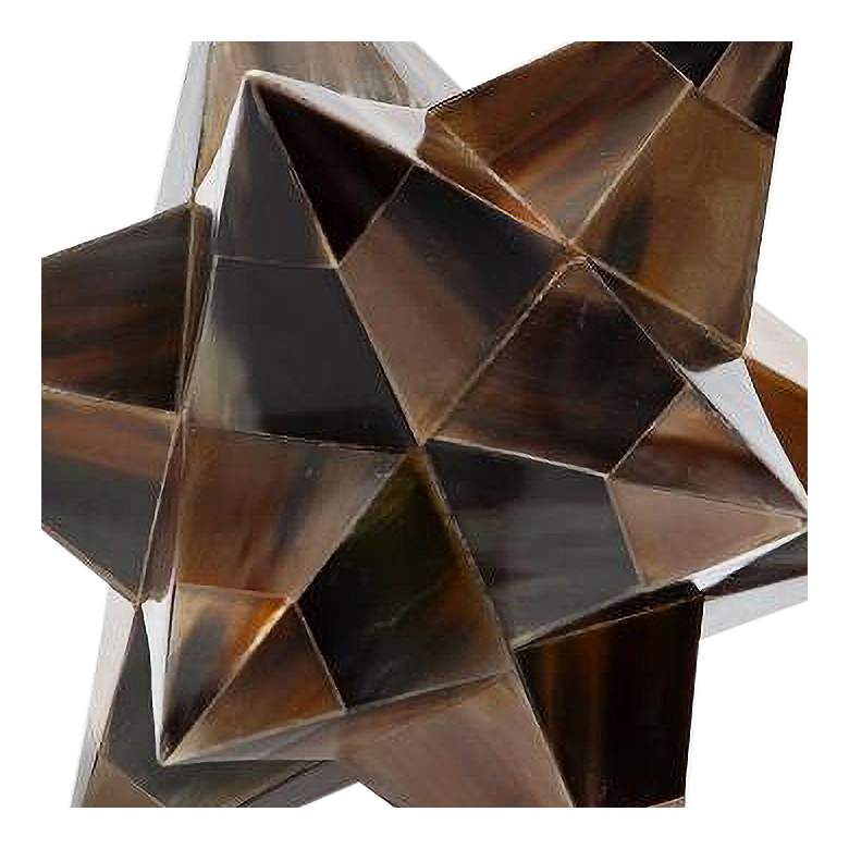 Image 2 Stellated Flat Brown 7" High Decorative Horn Dodecahedron more views