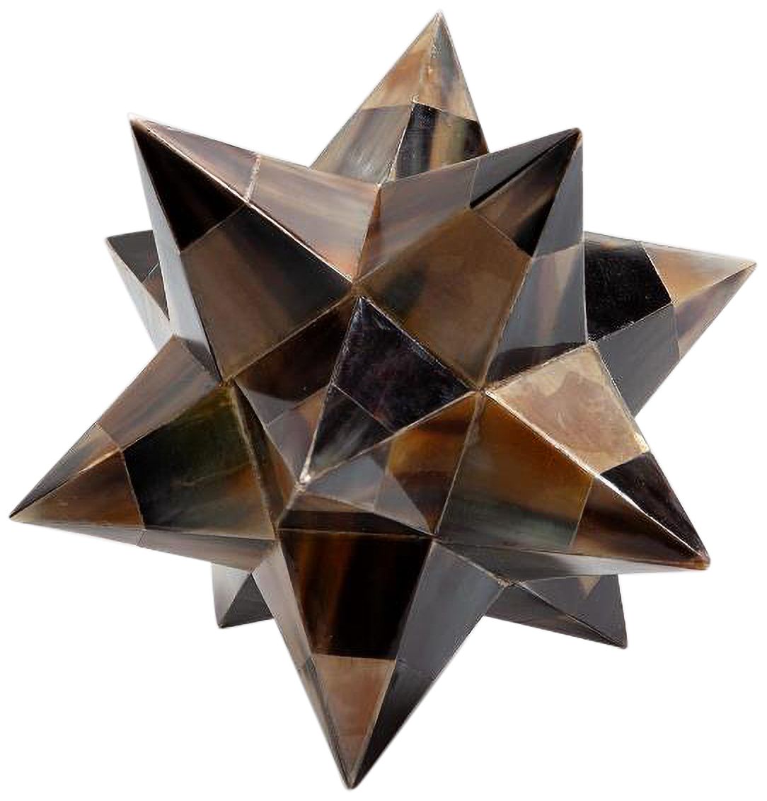 Image 3 Stellated Flat Brown 7" High Decorative Horn Dodecahedron more views