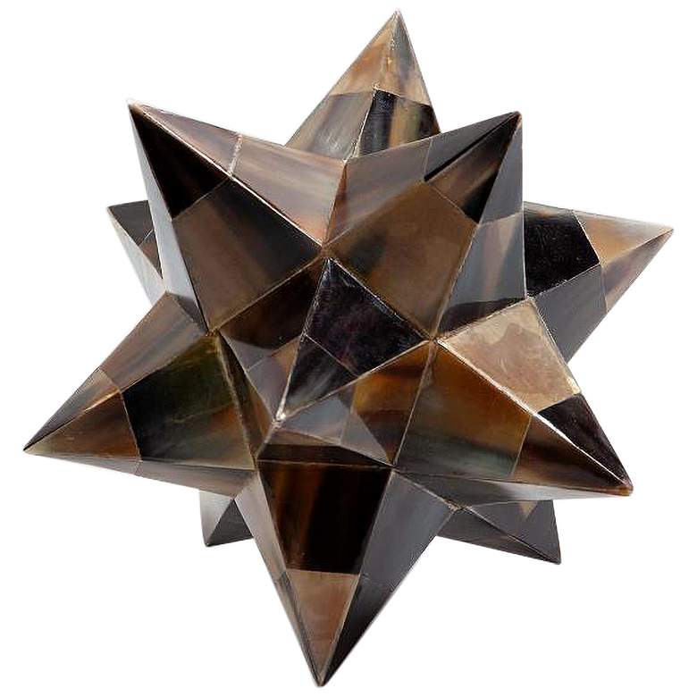 Image 3 Stellated Flat Brown 7" High Decorative Horn Dodecahedron more views
