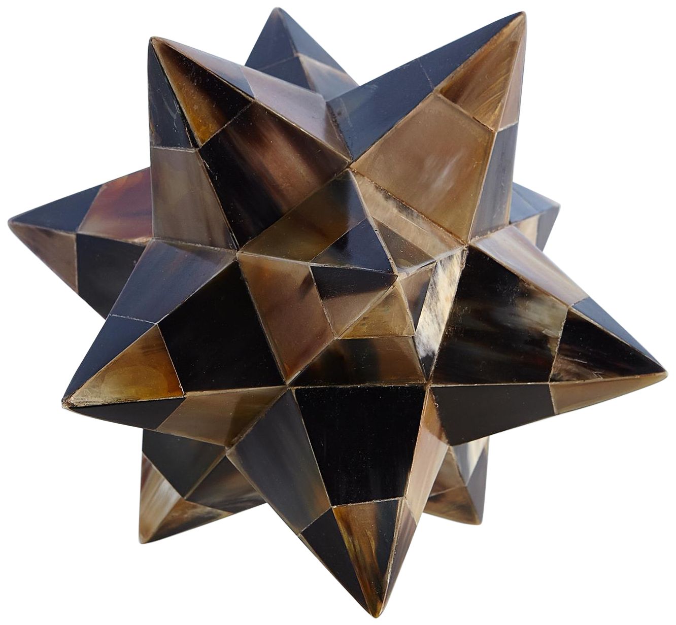 Image 4 Stellated Flat Brown 7" High Decorative Horn Dodecahedron more views