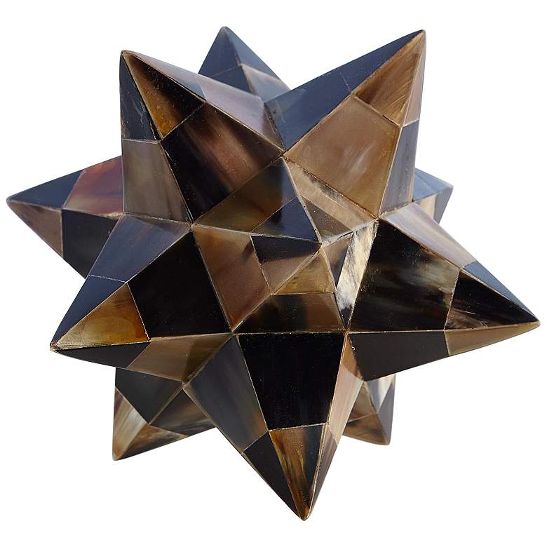 Image 4 Stellated Flat Brown 7" High Decorative Horn Dodecahedron more views