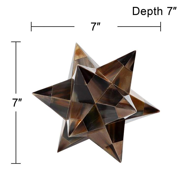 Image 5 Stellated Flat Brown 7" High Decorative Horn Dodecahedron more views
