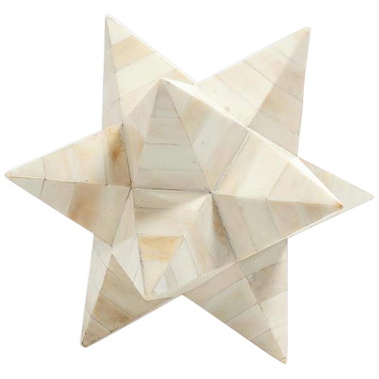Image 1 Stellated Natural White 7"H Decorative Horn Dodecahedron