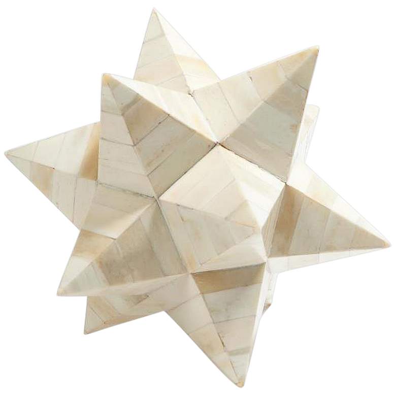 Image 3 Stellated Natural White 7"H Decorative Horn Dodecahedron more views