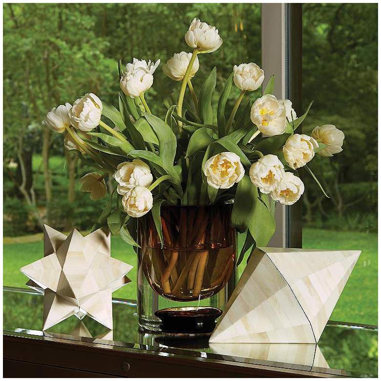 Image 5 Stellated Natural White 7"H Decorative Horn Dodecahedron more views