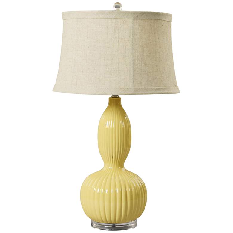 Image 1 Stells Straw Ribbed Gourd Ceramic Table Lamp