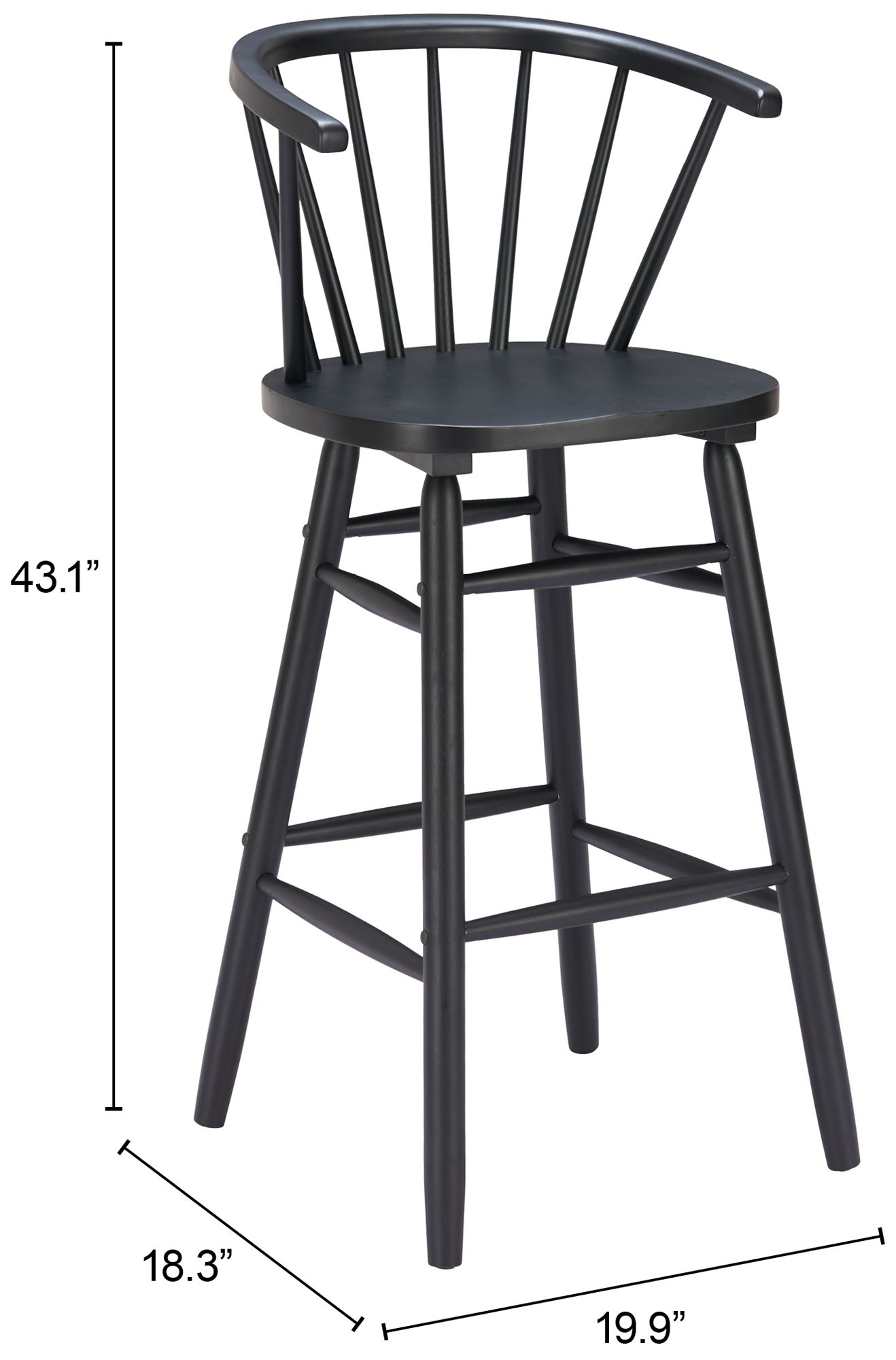 Stenger Barstool (Set of 2) Black
