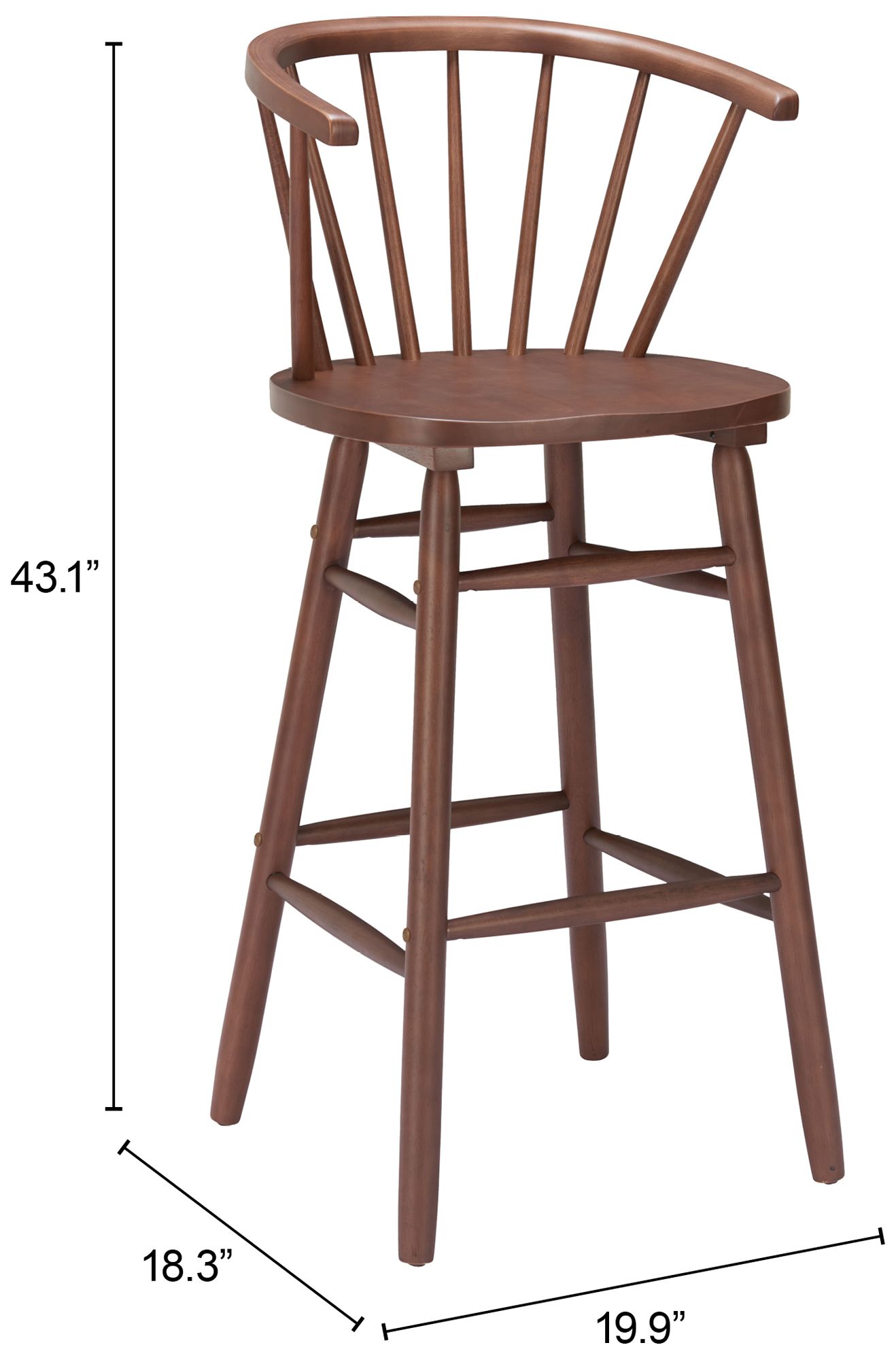 Stenger Barstool (Set of 2) Walnut