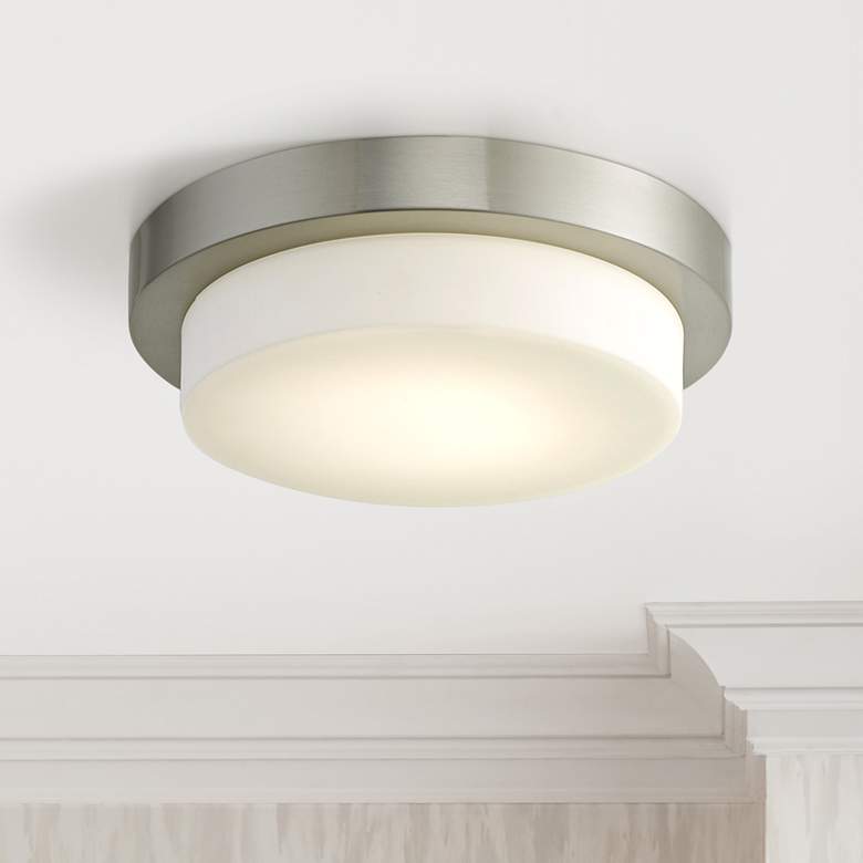 Image 1 Step 11 inch Wide Brushed Nickel LED Ceiling Light