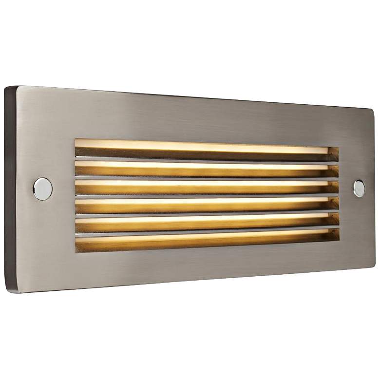 Image 1 Step 8 3/4"W Brushed Louver Nickel Outdoor LED Step Light