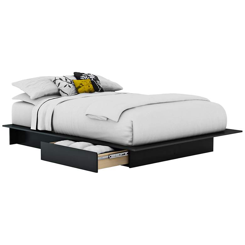 Image 1 Step One Pure Black Full/Queen Platform Bed with Drawers