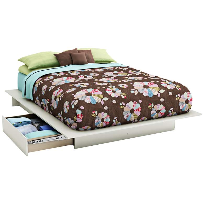 Image 1 Step One Pure White Full/Queen Platform Bed with Drawers