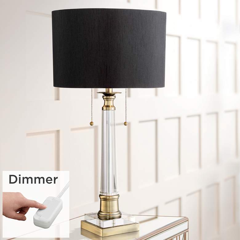 Stephan Crystal Column Table Lamp with Table Top Dimmer