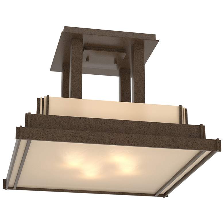 Image 1 Steppe 17.1" Wide Large Bronze Semi-Flush With White Art Glass Shade