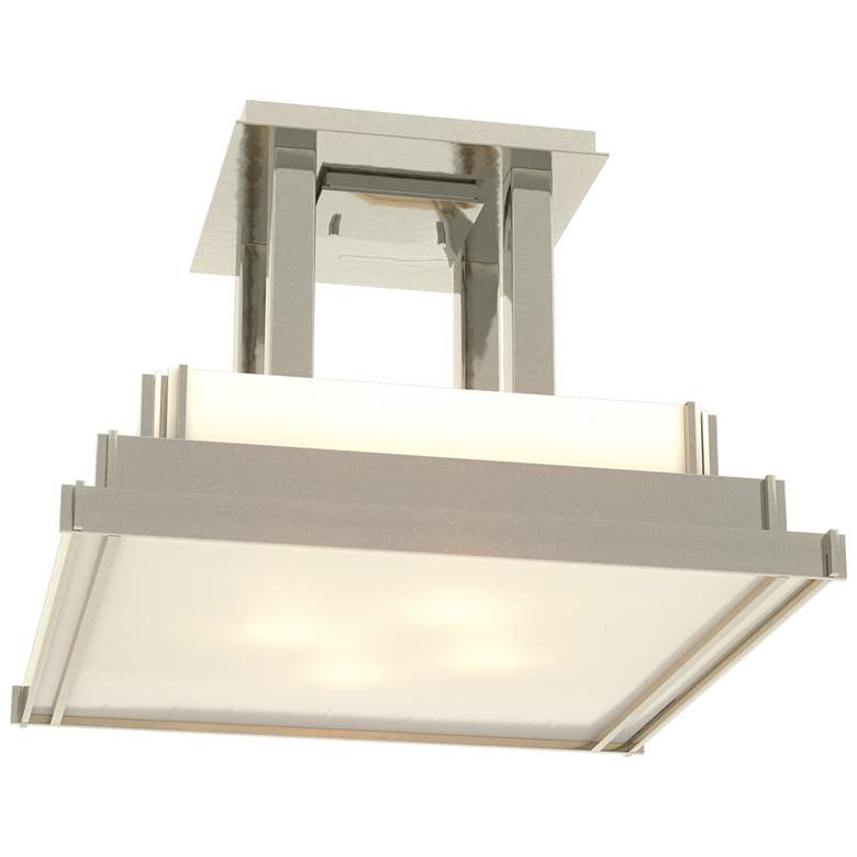 Image 1 Steppe 17.1" Wide Large Modern Brass Semi-Flush With Ivory Art Glass S