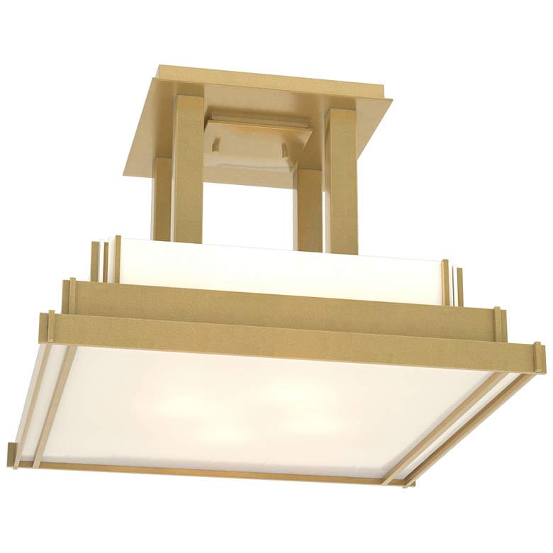 Image 1 Steppe 17.1" Wide Large Sterling Semi-Flush With Ivory Art Glass Shade