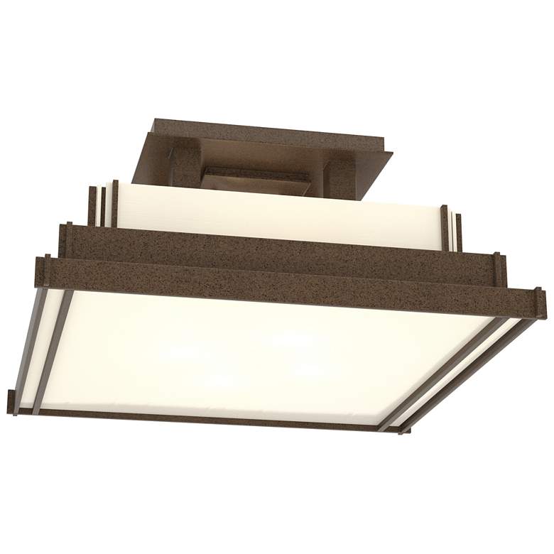 Image 1 Steppe 17.1" Wide Small Bronze Semi-Flush With Ivory Art Glass Shade