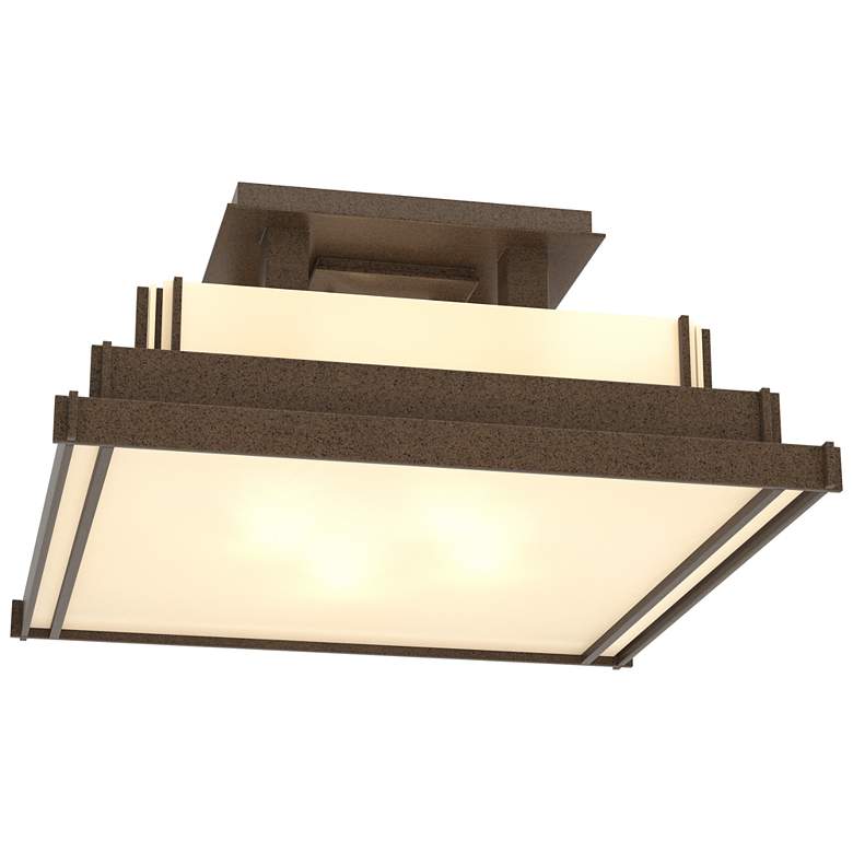Image 1 Steppe 17.1" Wide Small Bronze Semi-Flush With White Art Glass Shade