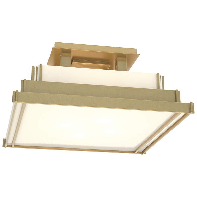Image 1 Steppe 17.1" Wide Small Modern Brass Semi-Flush With Ivory Art Glass S