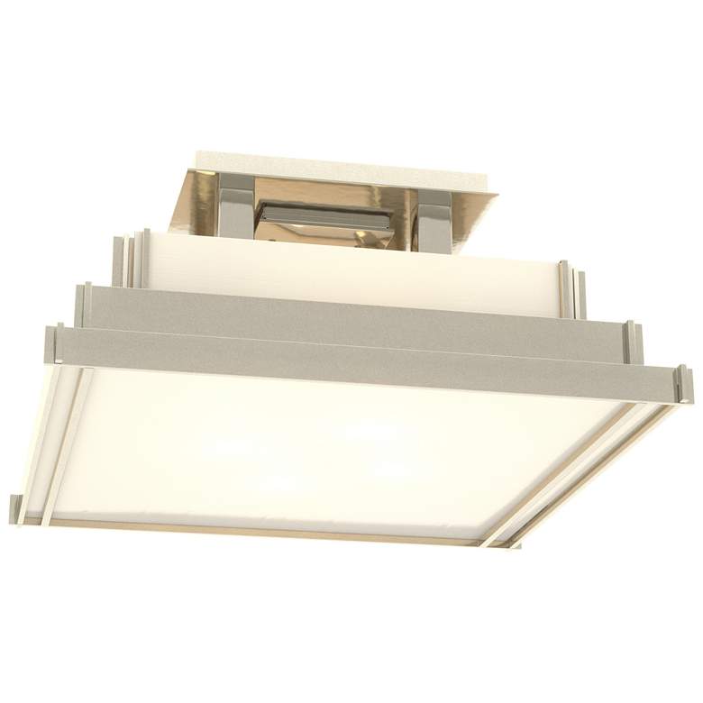 Image 1 Steppe 17.1" Wide Small Sterling Semi-Flush With Ivory Art Glass Shade