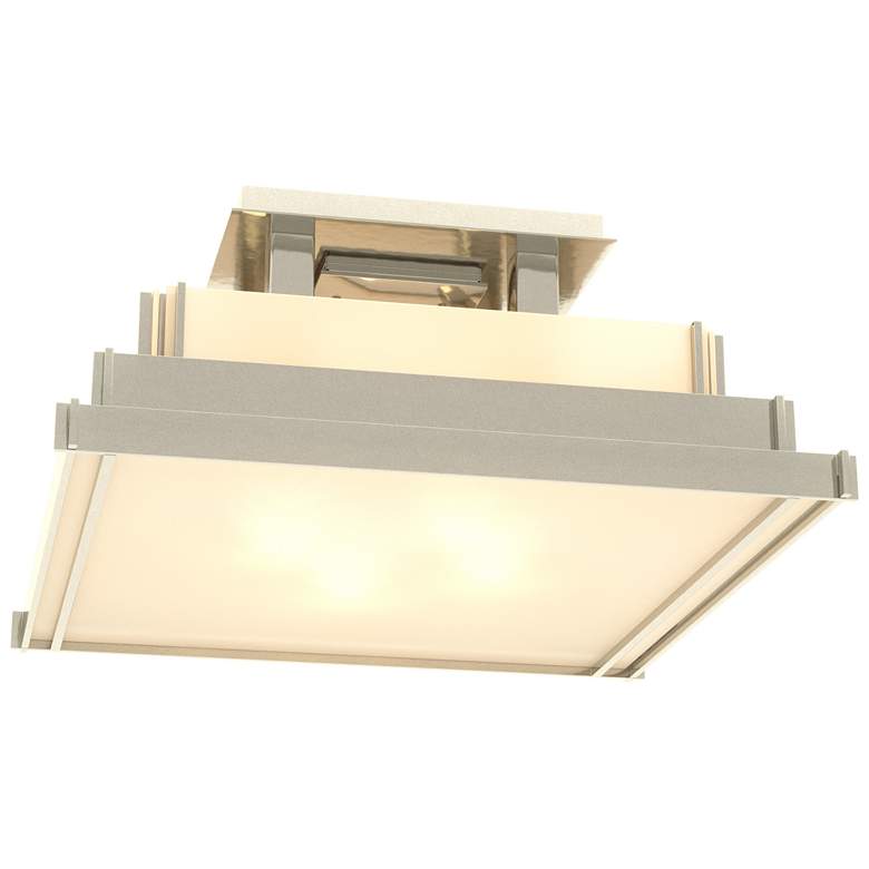 Image 1 Steppe 17.1" Wide Small Sterling Semi-Flush With White Art Glass Shade