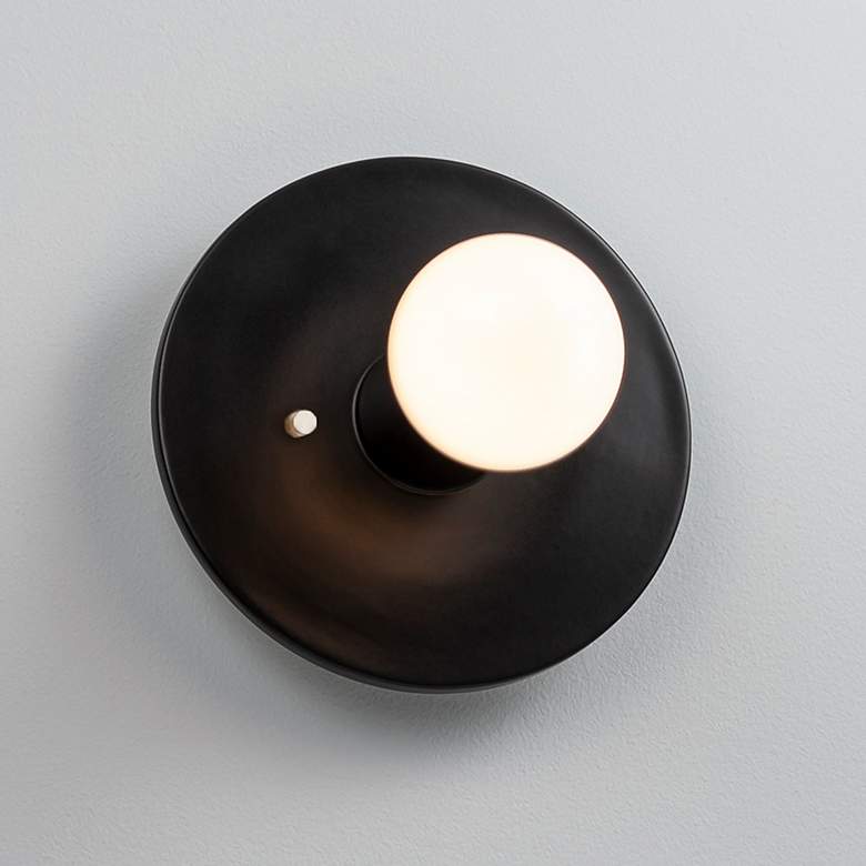 Image 2 Stepped Discus 8" High Carbon Matte Black Wall Sconce