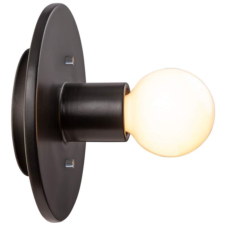 Image 5 Stepped Discus 8" High Carbon Matte Black Wall Sconce more views
