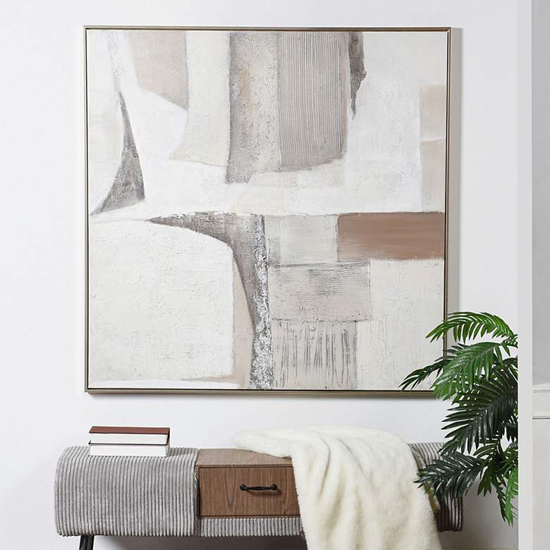 Image 1 Stepping Stones I 47.2"W x 47.2"H Hand Painted Abstract Framed Wa