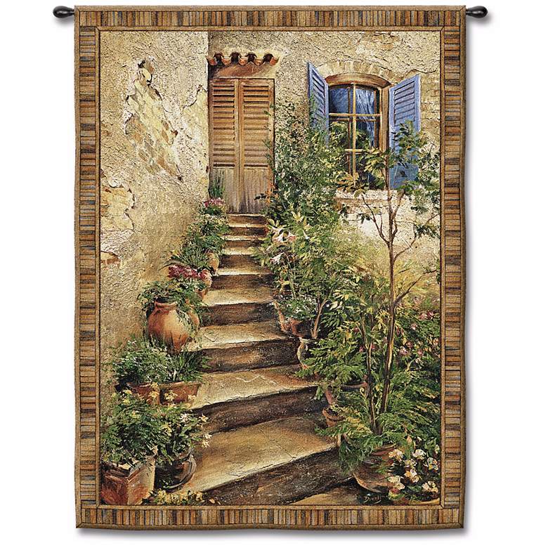 Image 1 Steps to the Villa Large  75 inch High Wall Tapestry