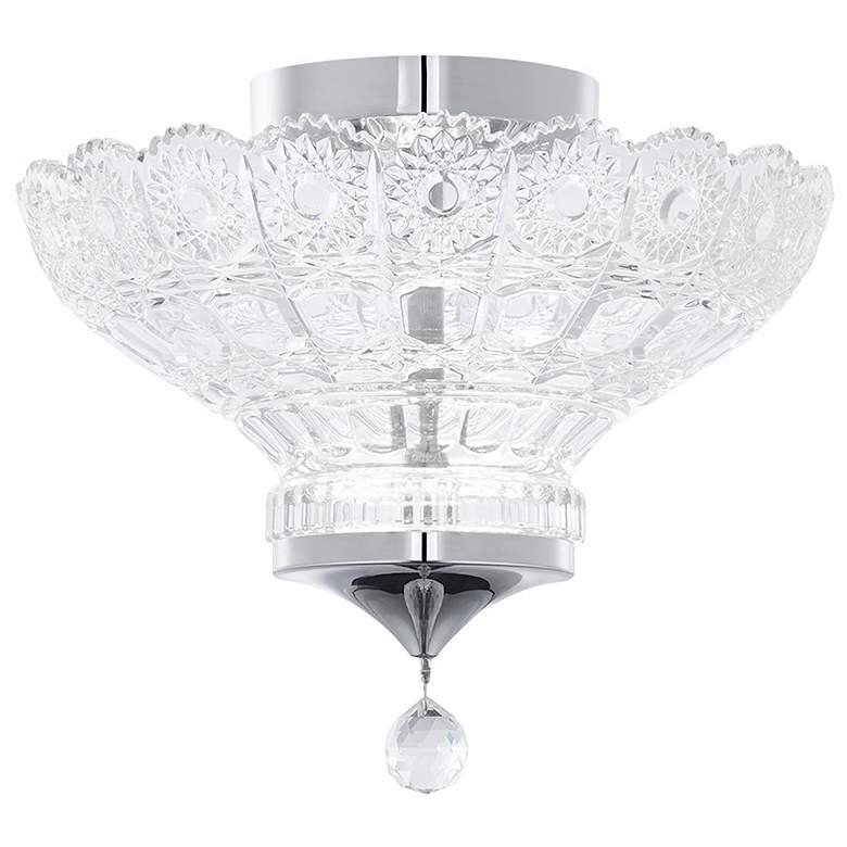 Image 1 Sterling 12" Wide Polished Chrome Clear Crystal 1-Lt Semi-Flush Mt