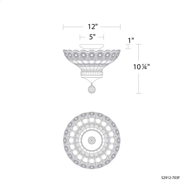 Image 3 Sterling 12" Wide Polished Chrome Clear Crystal 1-Lt Semi-Flush Mt more views