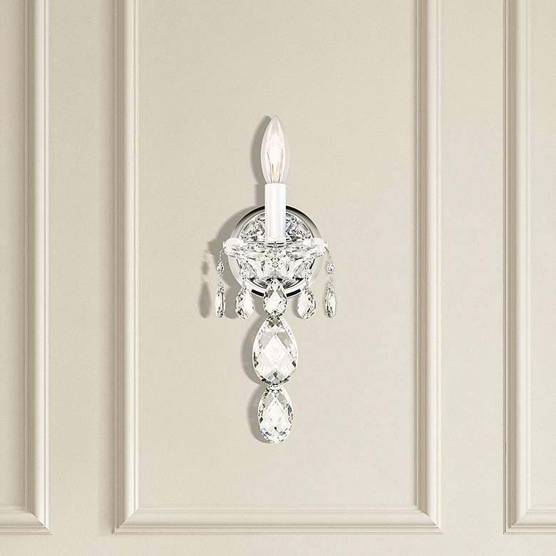 Image 1 Sterling 15"H x 5"W 1-Light Crystal Wall Sconce in Silver