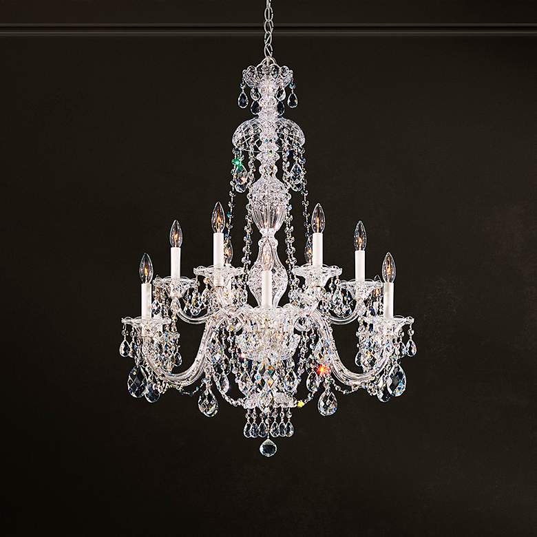 Image 2 Sterling 38"H x 29"W 12-Light Crystal Chandelier in Silver more views
