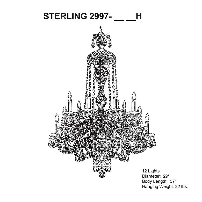 Image 5 Sterling 38"H x 29"W 12-Light Crystal Chandelier in Silver more views