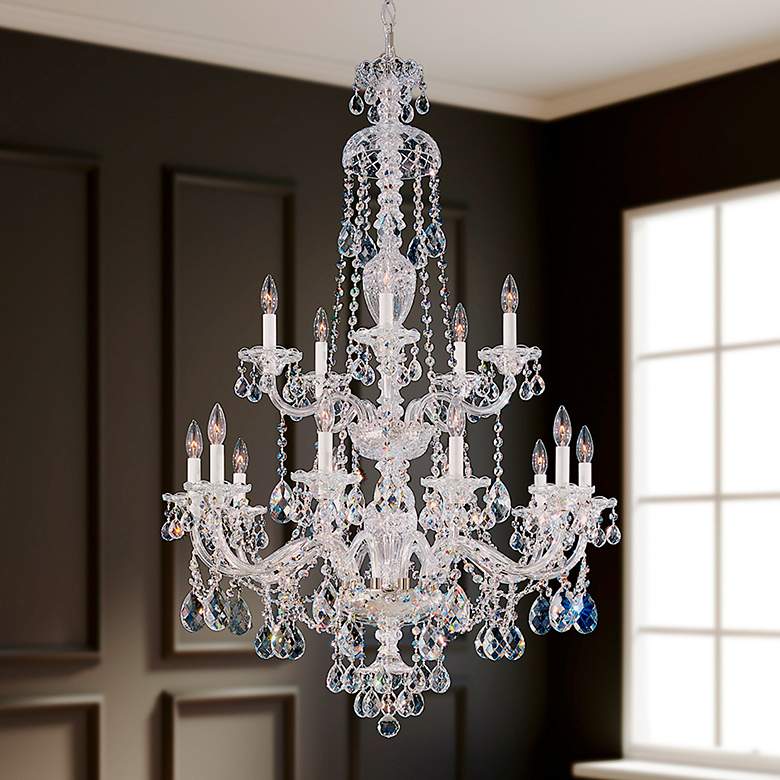 Image 1 Sterling 47"H x 32"W 15-Light Crystal Chandelier in Silver