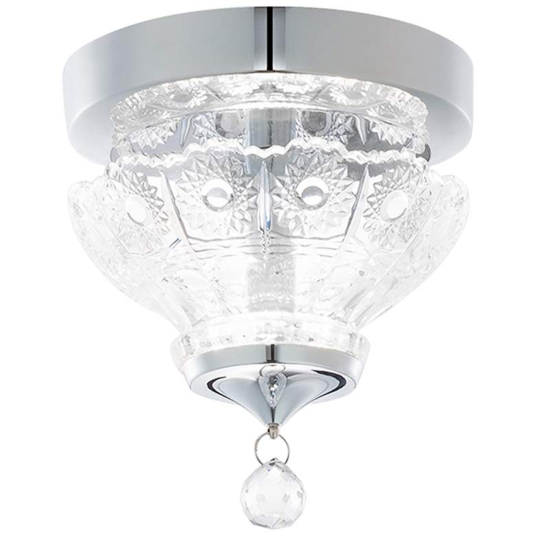 Image 2 Sterling 5.1" Wide Polished Chrome Clear Crystal 1-Lt Semi-Flush Mt