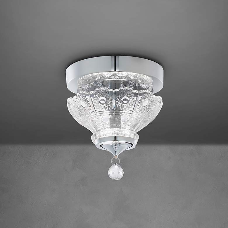 Image 1 Sterling 5.1" Wide Polished Chrome Clear Crystal 1-Lt Semi-Flush Mt