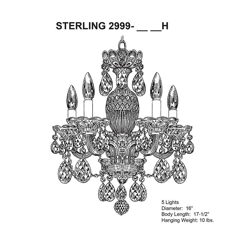 Image 7 Sterling 5-Light Chandelier in Silver with Swarovski Crystal more views