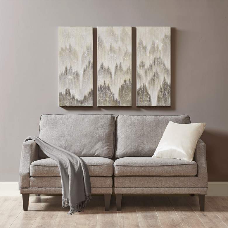 Image 1 Sterling Mist 35" High 3-Piece Canvas Wall Art Set