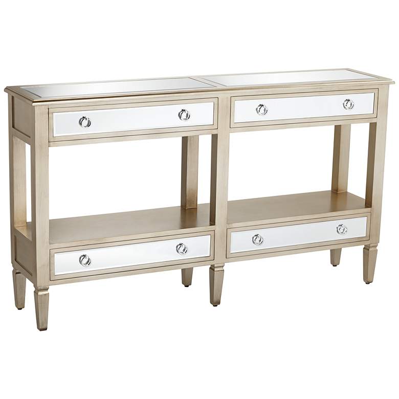 Image 1 Sterling Silver and Mirror 4-Drawer Console Table