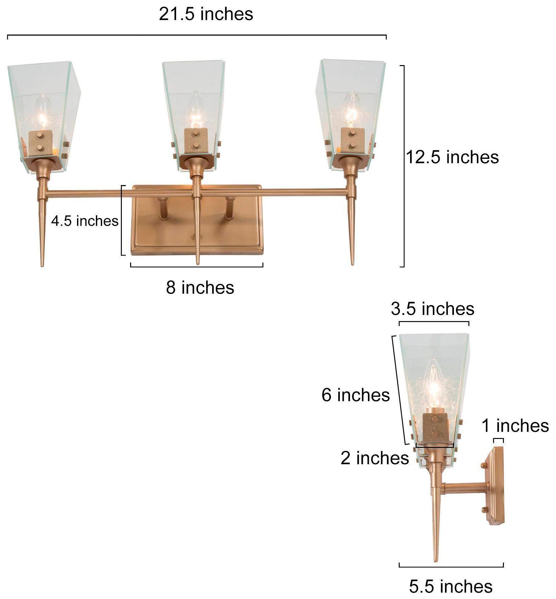 Image 2 Sterly 21.3"W 3-Light Gold Seeded Glass Bathroom Vanity Light more views
