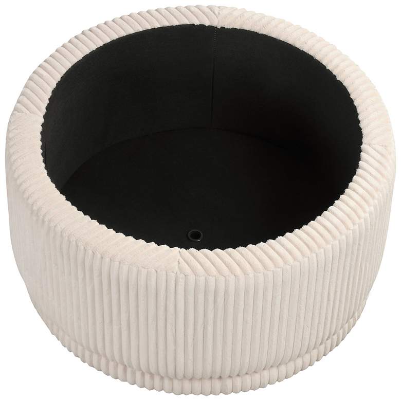 Image 4 Stern Beige Pink Chenille Corduroy Round Storage Ottoman more views