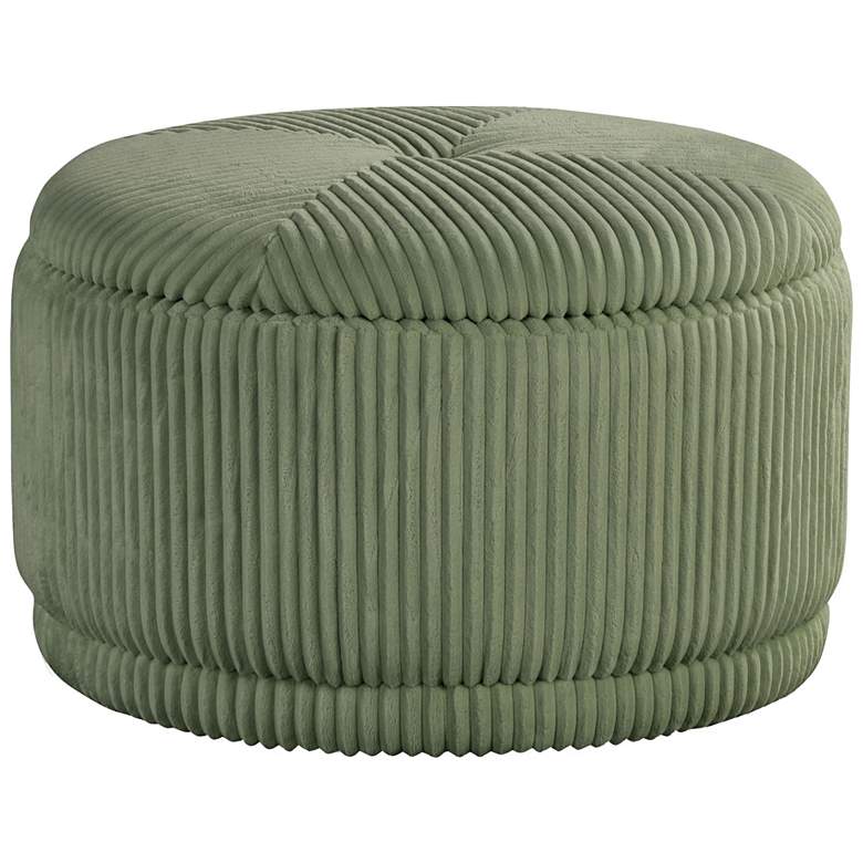 Image 1 Stern Green Chenille Corduroy Round Storage Ottoman